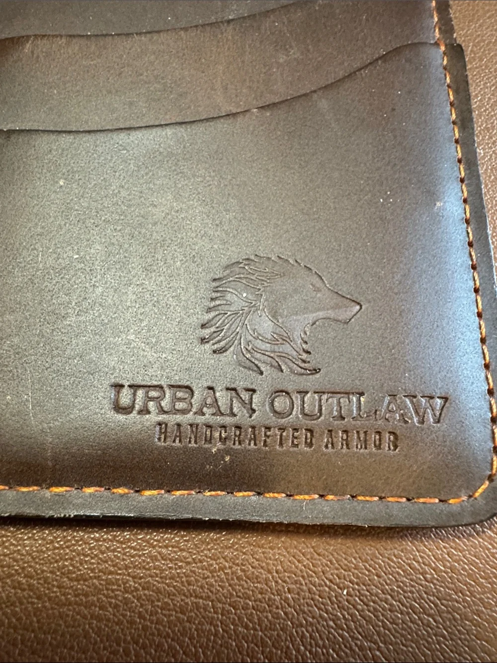 Leather Card Holder with Chain - Dark Brown